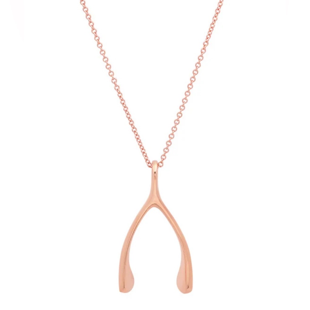 $1200 Jennifer Meyer 18K Rose Gold Wishbone Pendant